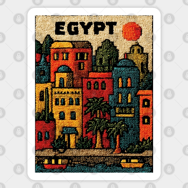 Ancient Egypt Modern Art - Cairo Cityscape Design Magnet by TuncGK